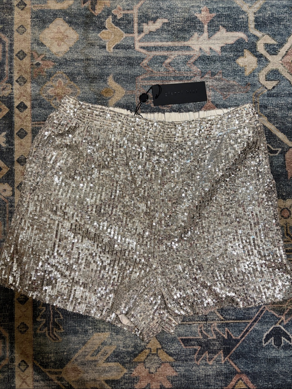 Gianni Bini Silver Sequin Mini Skirt